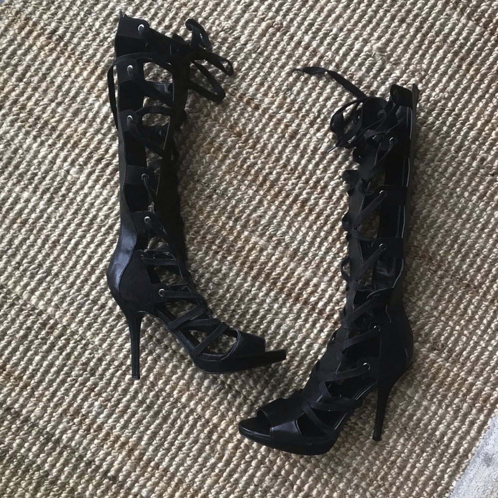 Call it spring black gladiator heels